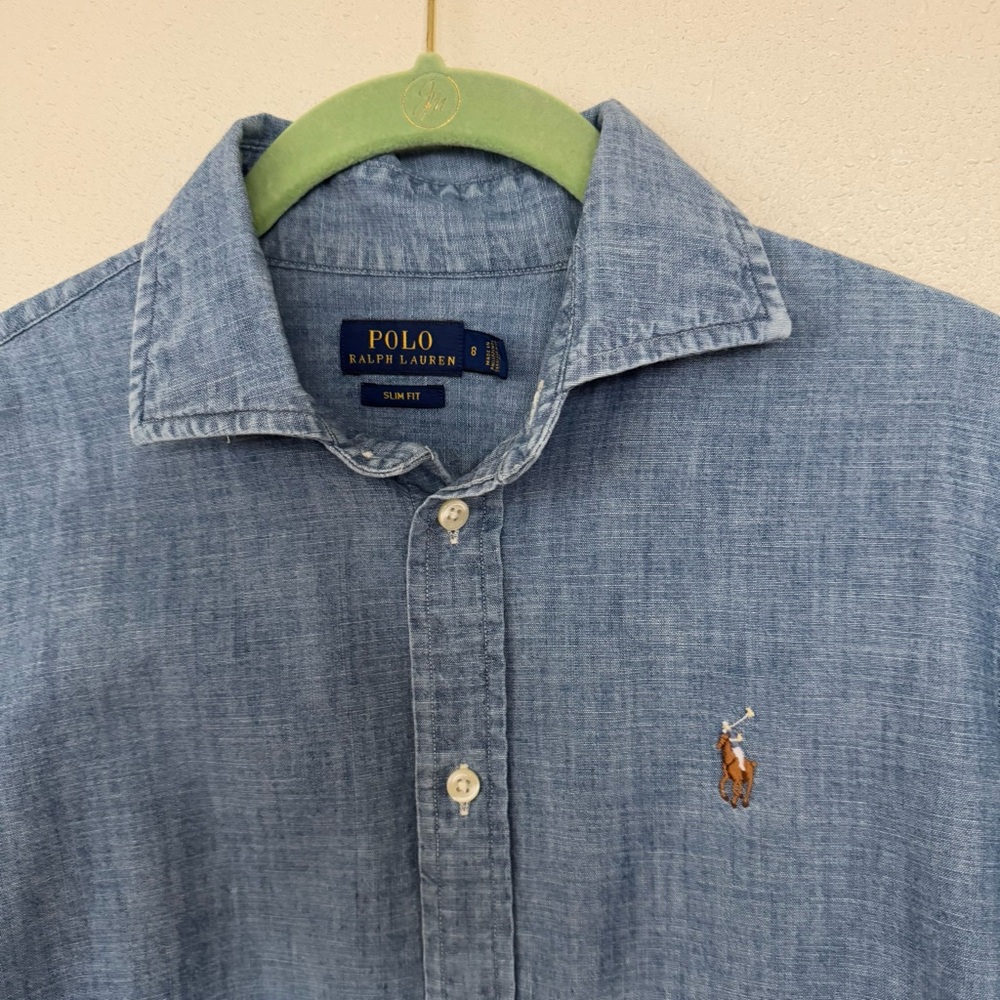 Ralph Lauren Polo Slim Fit Women's Chambray Shirt; Sz 8 Slim; EUC